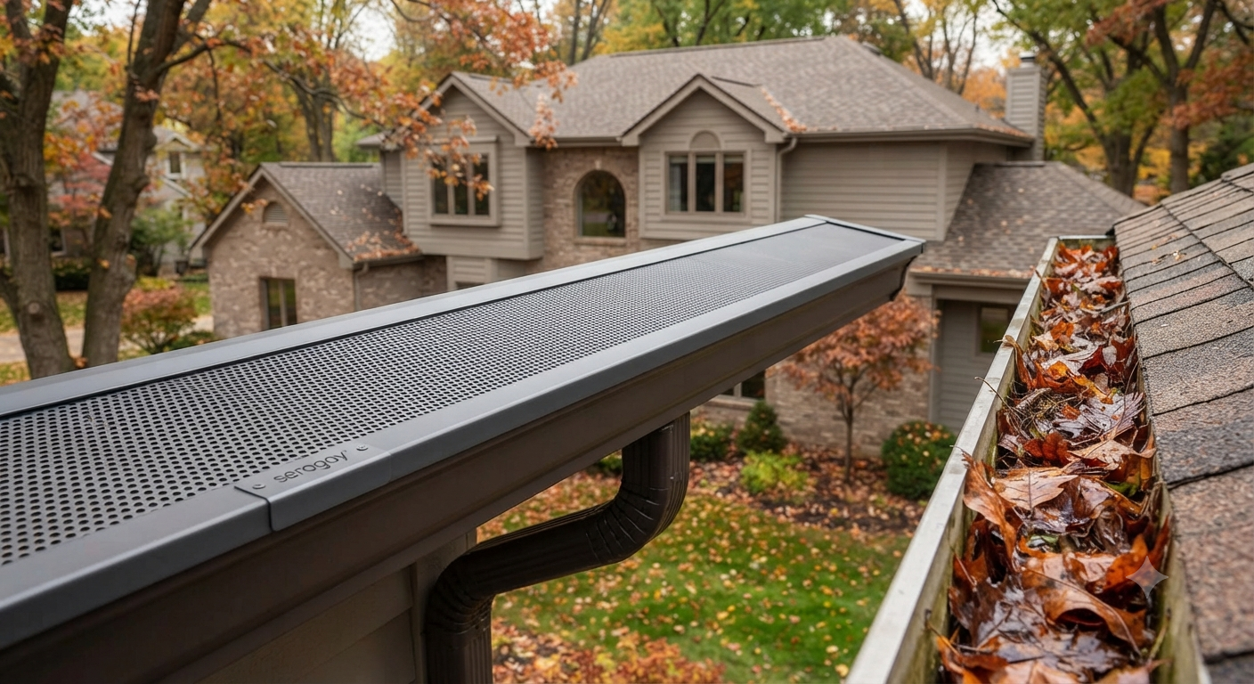 Gutter guard installation on roof